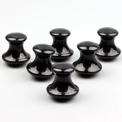 Obsidian Mushroom Face Care Massager Natural Crystal Gua Sha Tool Massage Head Eye Skincare Scraper Wrinkle Beauty Products