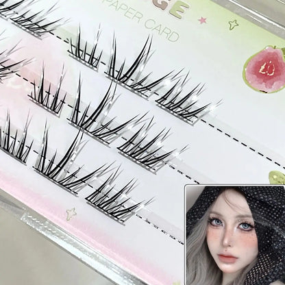 DIY Cluster Punk Silver Black Self-adhesive Glue Free False Eyelashes Segmented Thin Stems Halloween Makeup Girl Lashe Extension