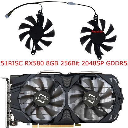 Graphics Cooler Video Card Fan For 51risc RX6600M RX580 8G,For 51RISC RX590 590 GME 8GB Gaming,2Pcs/Set,XY-D09015B