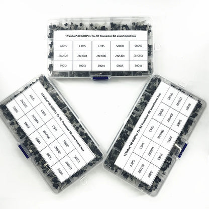 600Pcs TO-92 Transistor Kit assortment box A1015 C1815 S8050 8550 9012 9013 2N2222 3904 3906 C945 PNP/NPN Triode electronics Kit