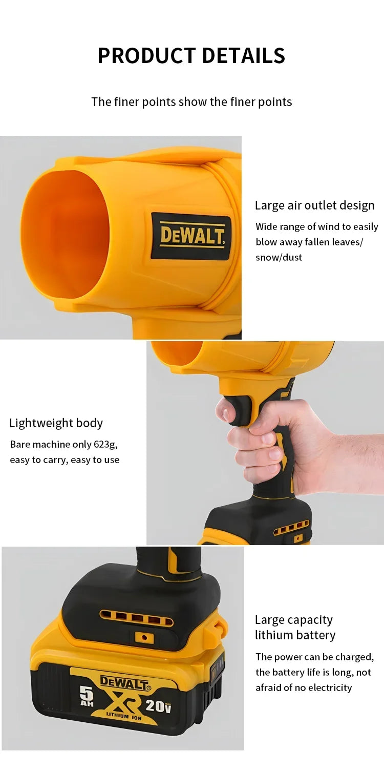 Dewalt 30000RPM Cordless Blower Electric Turbine Household Dust Collector Portable Rechargeable Dust Removal 20V Power Tools