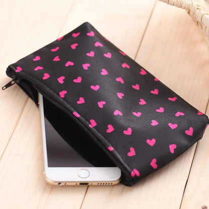 Heart Pattern Makeup Bag Fashion Design Multi-Functional Zippered Toiletry Storage Bag Large-Capacity Professional