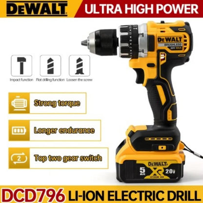 DEWALT DCD796 Cordless Brushless Impact Drill 20V Battery Portable Compact Rechargeable Power Tools for DIY And Professional Use