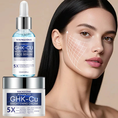 GHK-CU Copper Peptide Anti-Aging Face Cream & Serum - Firming & Hydrating Moisturizer for All Skin Types, Skincare for Women