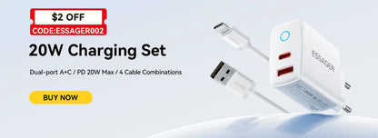 Essager 20W GaN USB Type C Charger PD Fast Charge Phone QC 3.0 Quick Chargers For iPhone 14 13 12 11 Pro Max Mini iPad Charging