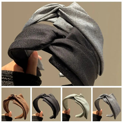 Korean Style Knit Headband Soft Knitting Cotton Makeup Hair Hoop Crumpled Texture Wide Bezel Ladies Hair Accessories