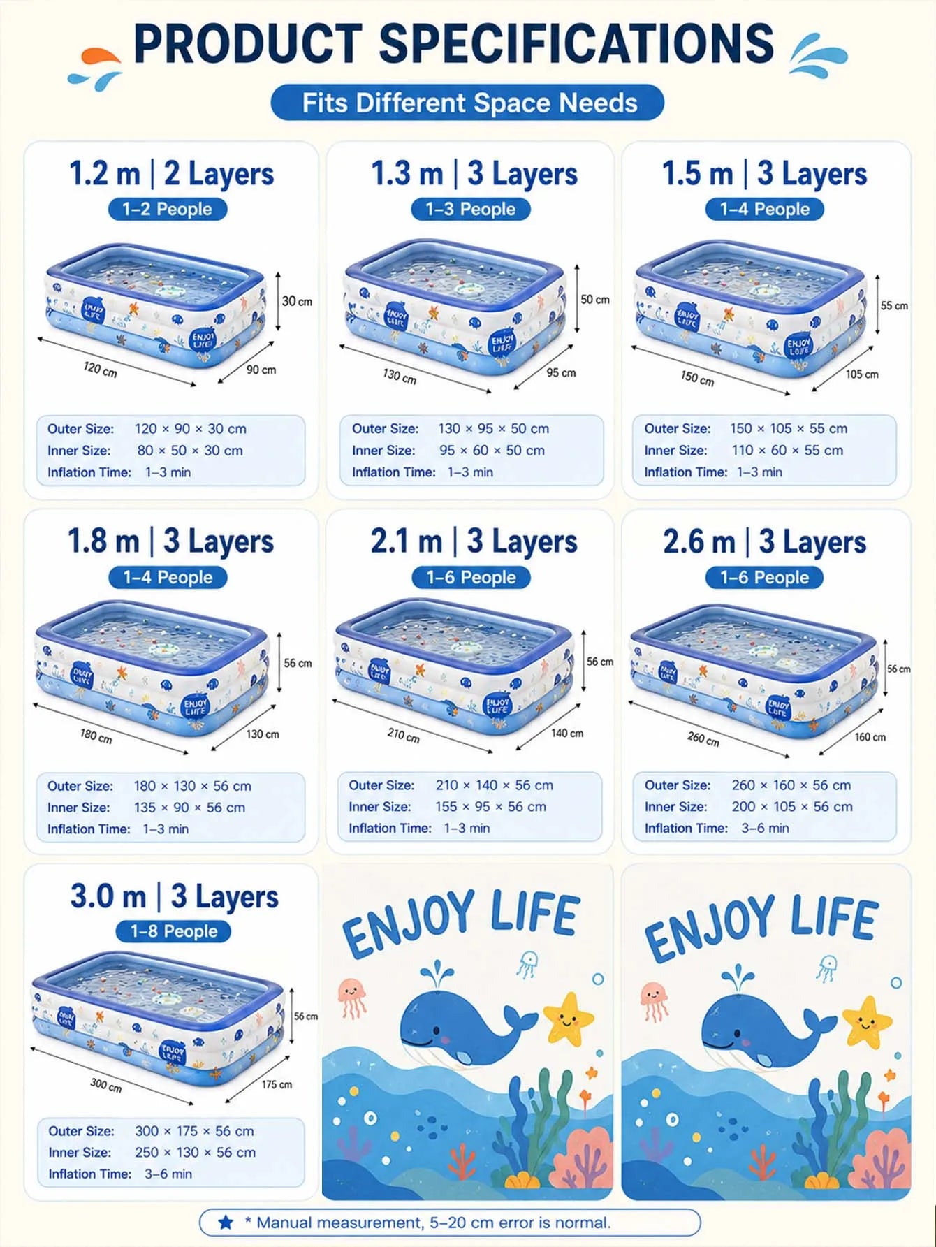 1PC Swimming Pool for Family Pattern Blue Big Inflatable Large PVC Pools Baby Swimming Pools Indoor Outdoor Toddler Bathtub
