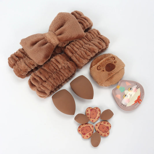 Embroidered Powder Puff Headband 13-Piece Set, Suitable for Applying and Setting Makeup, Suitable for All Skin Types