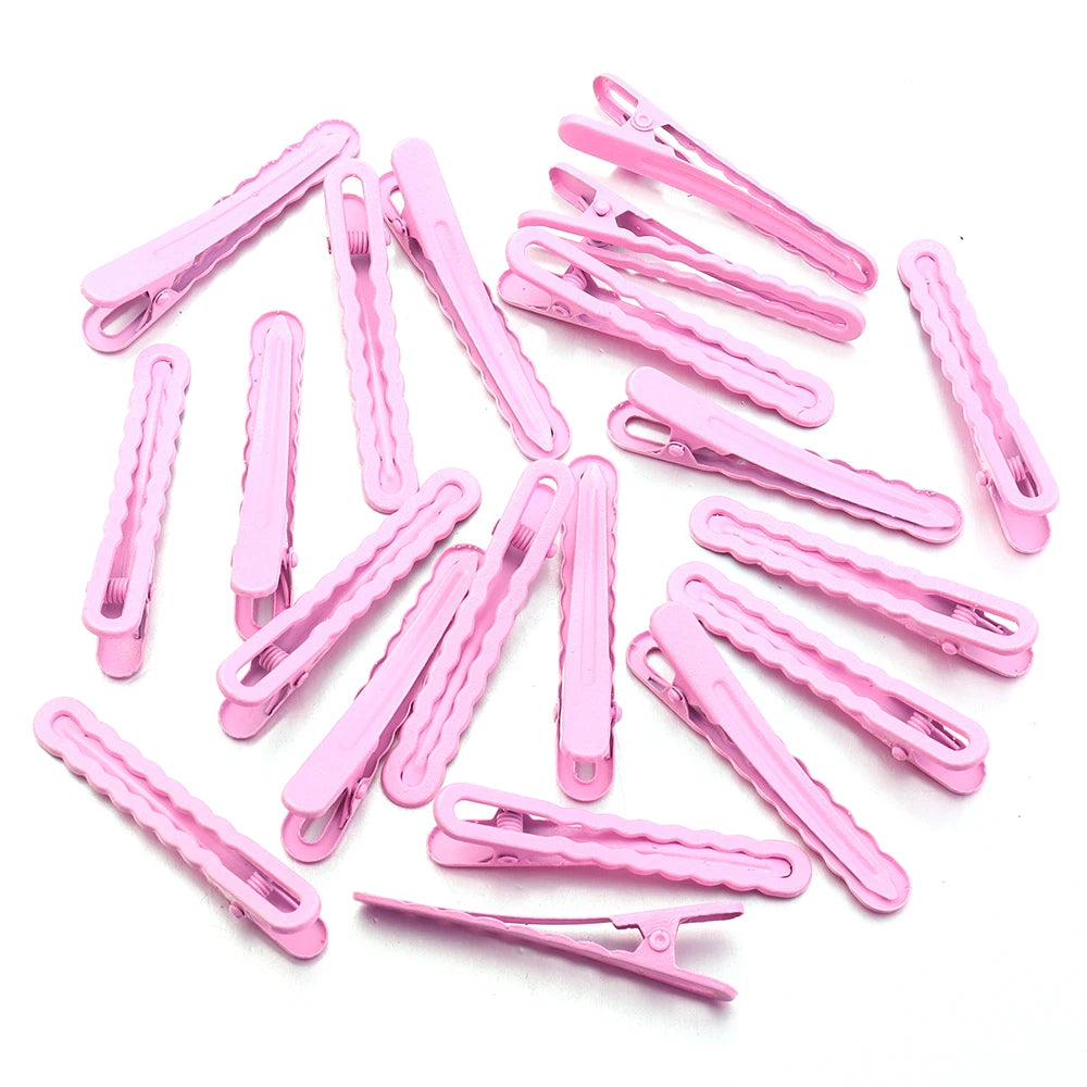 50pcs 6cm Candy Colored Hair Clips Women Girls Metal Hairpins Hollow Bangs Side Clip for Makeup Hair Styling Hairgrip Wholesale