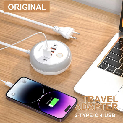 50W USB Mobile Phone Charger Multi Ports Power Strip Socket Type C Fast Charging Wall Charger Wall Adapter For iPhone Xiaomi