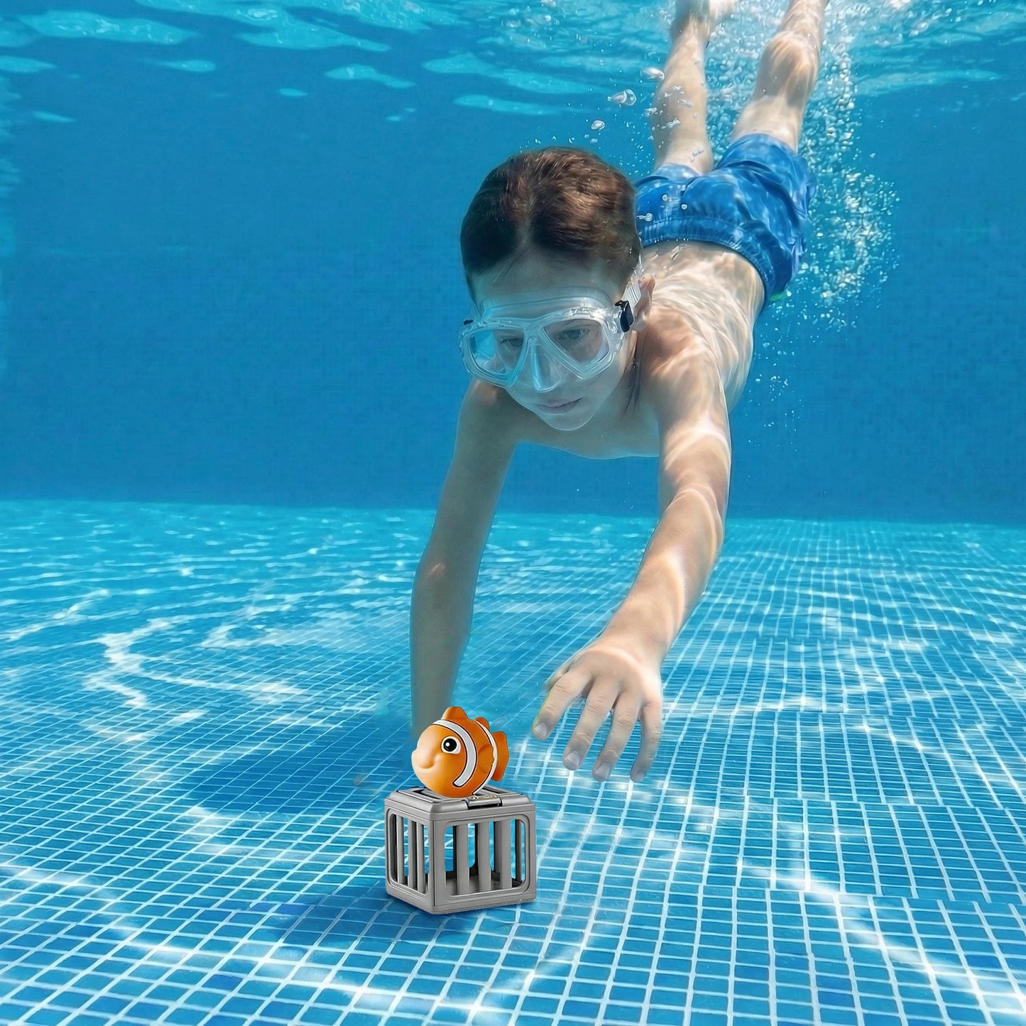 Kids Pool Diving Toys with Fish Box Floating Animals Water Swimming Dive Pool Game for Boys Girls Fun Outdoor Beach Party Gifts
