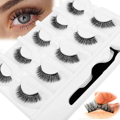 5 Pairs Glue-free Self-adhesive Eyelashes 3D Natural False Eyelash One Step Application Easy To Remove Eye Makeup Wholesale