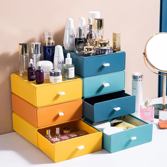 Plastic Storage Box Drawer Style Desktop Storage Box Storage Box Office Desk Shelf  Drawers Storage Box Makeup Organizer Storage