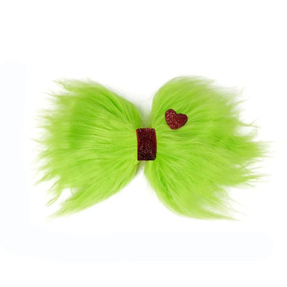 New Products Christmas Grinch Green Hair Accessories Girls Xmas Green Fur Headband  Headgear Makeup Ball Funny Props Hairpins