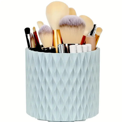 Rotating Makeup Organizer, Cosmetic Display Case with Brush Holder Perfume Tray, Storage Carousel for Vanity Bathroom Countertop