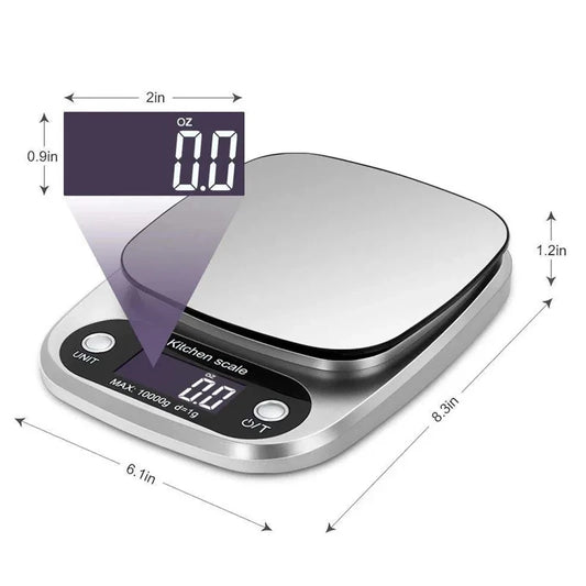 Stainless Steel Digital Kitchen Scale LCD Electronic Food Scale for Coffee Baking Jewelry - Portable High-Quality 10kg/1g