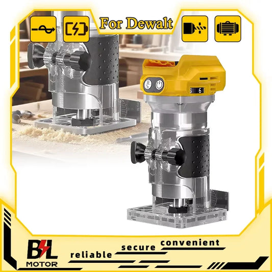 Electric Trimmer Brushless Woodworking Trimming Router Milling Engraving Slotting Tools Fit Dewalt 18V Battery Pin
