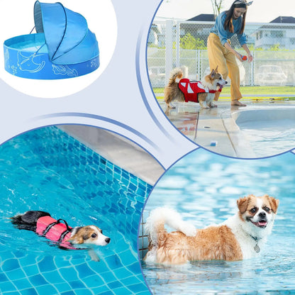 Kiddie Pool with Canopy 120x30cm Foldable Summer Water Play Toy  Children's sunshade swimming pool patio wading pool Baby Pool