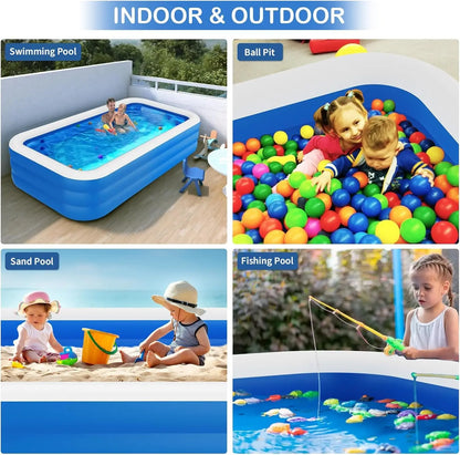 Kiddie Swimming Pool Extra Large Family-Inflatable Family Lounge Above Ground Swim Center Large Perfect for Summer Outdoor.