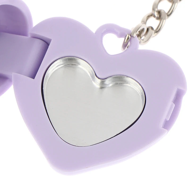 1Pcs Heart Shape Blush Empty Compact with Mirror, Keychain DIY Refillable Powder Case for Makeup