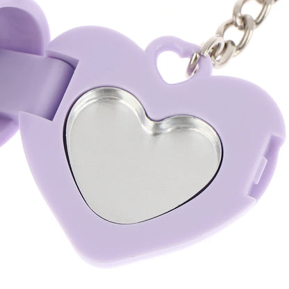 1Pcs Heart Shape Blush Empty Compact with Mirror, Keychain DIY Refillable Powder Case for Makeup