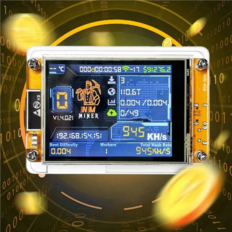 A69E6X Nmminer Nerdminer+Case 945KH/S Harshrate 2.8 Inch Smart Display Bitcoin Crypto Solo Lottery Miner Upgraded Nerdminer