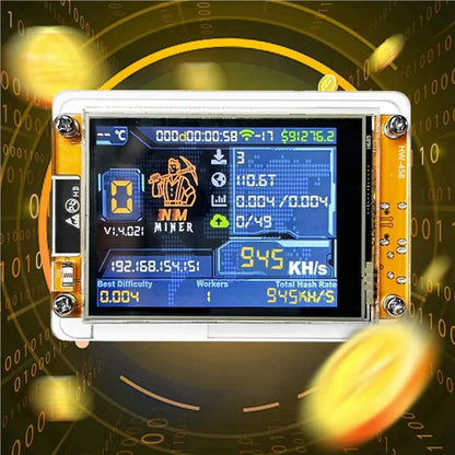 A69E6X Nmminer Nerdminer+Case 945KH/S Harshrate 2.8 Inch Smart Display Bitcoin Crypto Solo Lottery Miner Upgraded Nerdminer