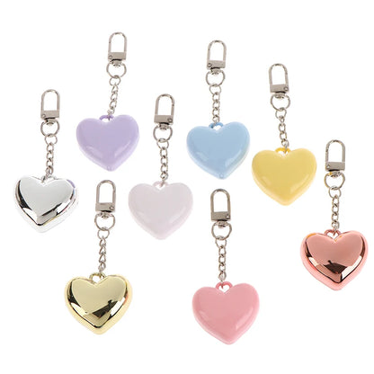 1Pcs Heart Shape Blush Empty Compact with Mirror, Keychain DIY Refillable Powder Case for Makeup