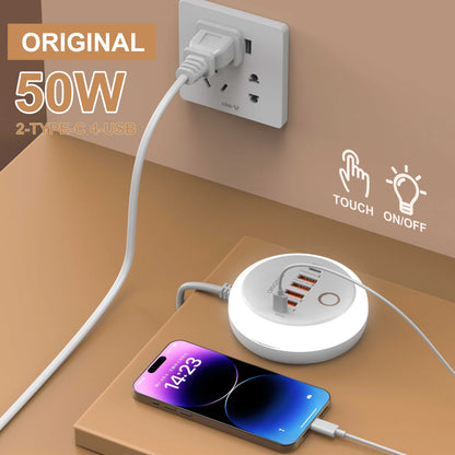 50W USB Mobile Phone Charger Multi Ports Power Strip Socket Type C Fast Charging Wall Charger Wall Adapter For iPhone Xiaomi