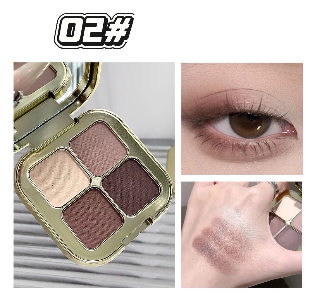 KAKASHOW 4 Colors Eyeshadow Palette Matte Shimmer Pearlescent Glitter Eye Shadow Long Lasting Easy To Color Eyes Makeup Palette