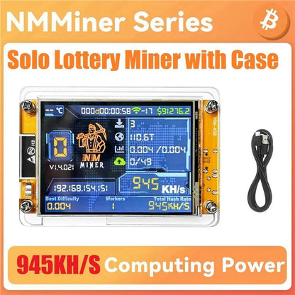 A69E6X Nmminer Nerdminer+Case 945KH/S Harshrate 2.8 Inch Smart Display Bitcoin Crypto Solo Lottery Miner Upgraded Nerdminer