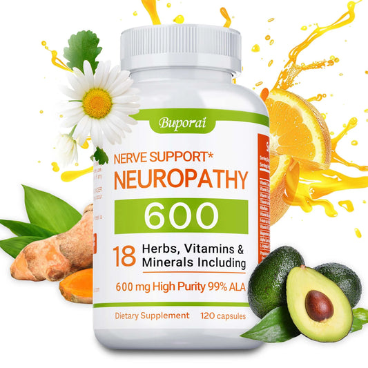 Neuropathy Support Supplement 600mg - Antioxidant, Reduces Stress, Promotes Nerve Health, Cellular Energy, Metabolism,Non-GMO