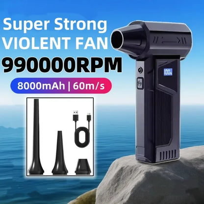 Powerful Turbo Fan 990000RPM Electric Air Blower Multi-Purpose Rechargeable Blower Brushless Motor Car/Home/PC/Outdoor Tool