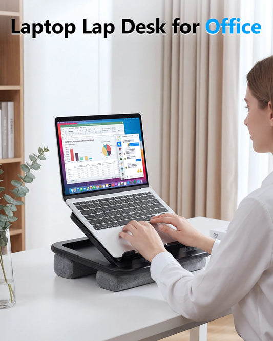Oatsbasf  Laptop Lap Desk for Office with Soft Cushion Adjustable Lap Desk Portable Tablet Laptop Holder for Max 15.6" Notebook