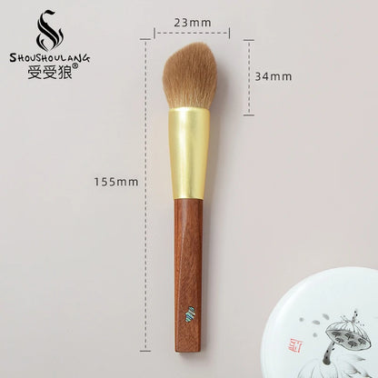 Soft Saibikoho Goat Hair Makeup Brush 1PC Shoushoulang High-end Hand Crafted Blush Contour Brush Rosewood Handle Makeup Brush