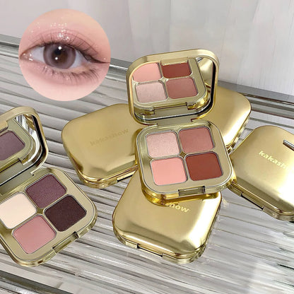 KAKASHOW 4 Colors Eyeshadow Palette Matte Shimmer Pearlescent Glitter Eye Shadow Long Lasting Easy To Color Eyes Makeup Palette