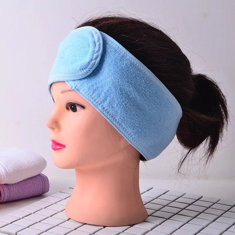 Fashion Women Wide Hairband Adjustable Makeup Wash Face Toweling Hair Wrap Headbands Face Washing Yoga Hair Make Up Accessories