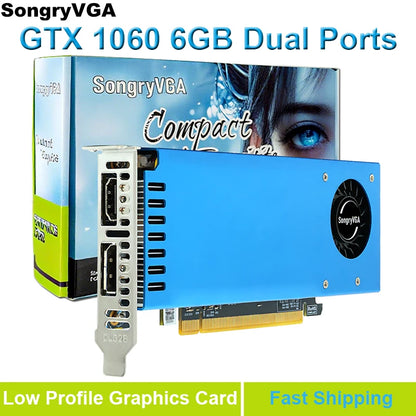 SongryVGA GTX 1060 3/5/6GB Low Profile Graphics Card,GDDR5 PCIe 3.0 x16 192-Bit HDMI DP Outputs Compatible SFF/Thin ITX/HTPC PC