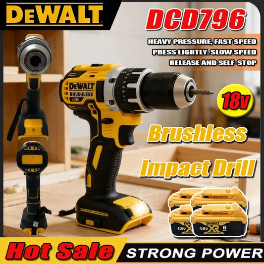 Dewalt DCD796 Cordless Brushless Impact Drill Brushless Drill Multifunctional Rechargeable Portable 18V Battery Power Tools