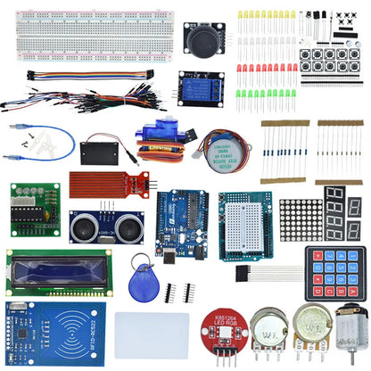 Starter Kit for Arduino Uno R3 - Uno R3 Breadboard and holder Step Motor / Servo /1602 LCD / jumper Wire/ UNO R3