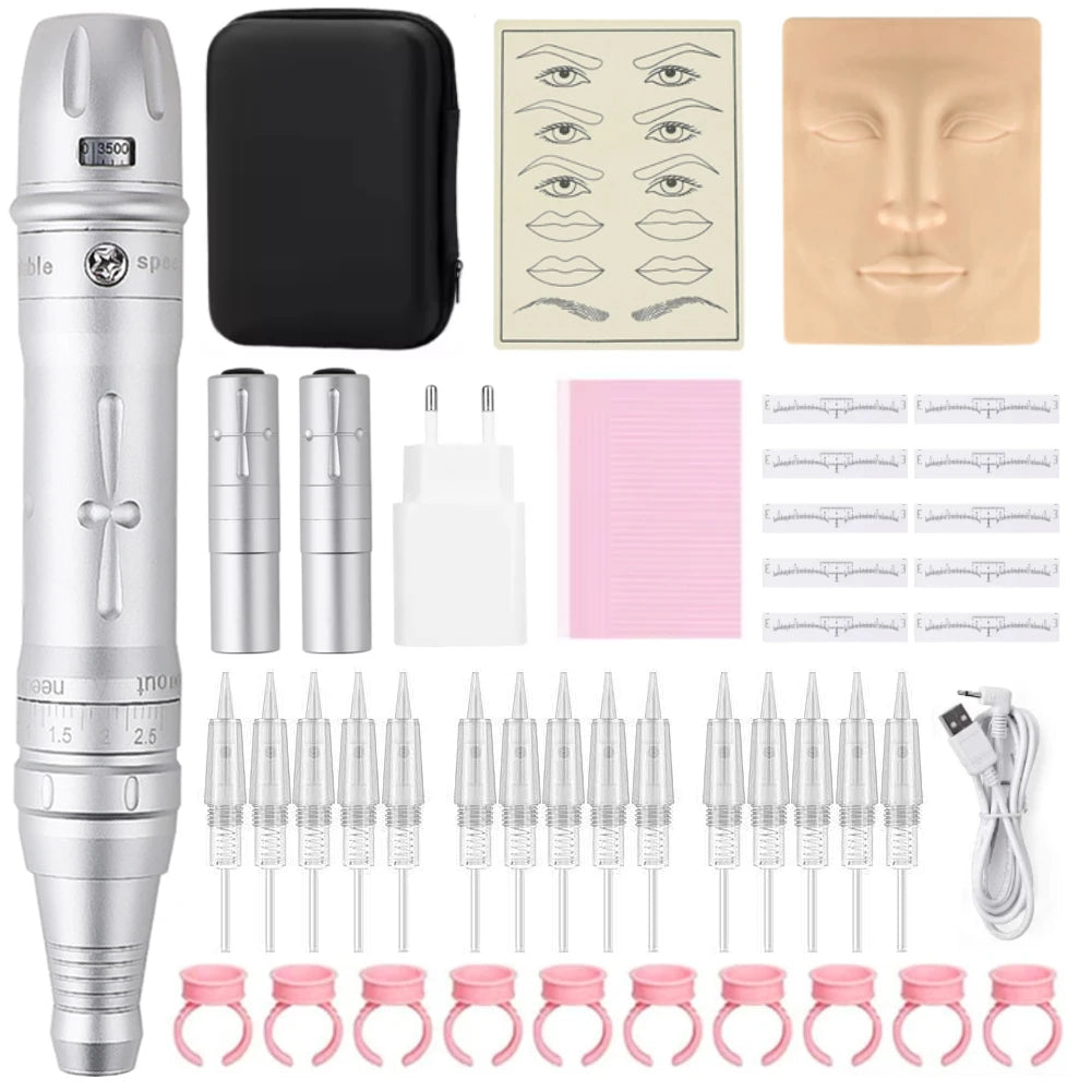 Wireless PMU Machine-Permanent Eyebrow Makeup Tattoo Machine Kit or Disposable Sterilized Tattoo Needle for Eyebrow Lip Eyeliner