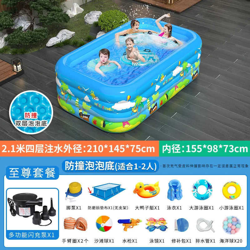 Large Foldable Inflatable Swimming Pool for Kids Adults Baby Family Indoor Outdoor Backyard Thickened Durable Summer Fun Pool