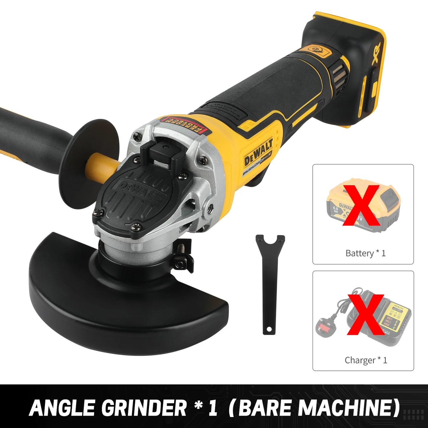 DEWALT 20V Cordless Brushless Angle Grinder,125mm 10000rpm 680W, Safety Lock & Dust Exhaust for Metal Wood Tile Cutting Grinding