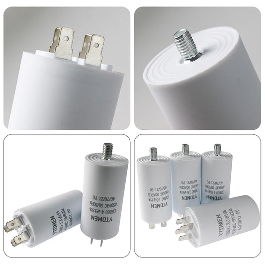CBB60 Motor Capacitors with Screw Double Insert 450V AC Starting Capacitor 4uF~60uF capacitance for Air Compressor Water Pump