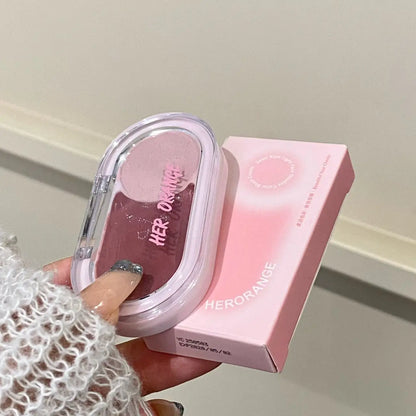 Water Light Peach Cream Blush Two-tone Face Brightening Orange Pink Blusher Plate Makeup Lasting Moisturizing Cheek Tint Rouge