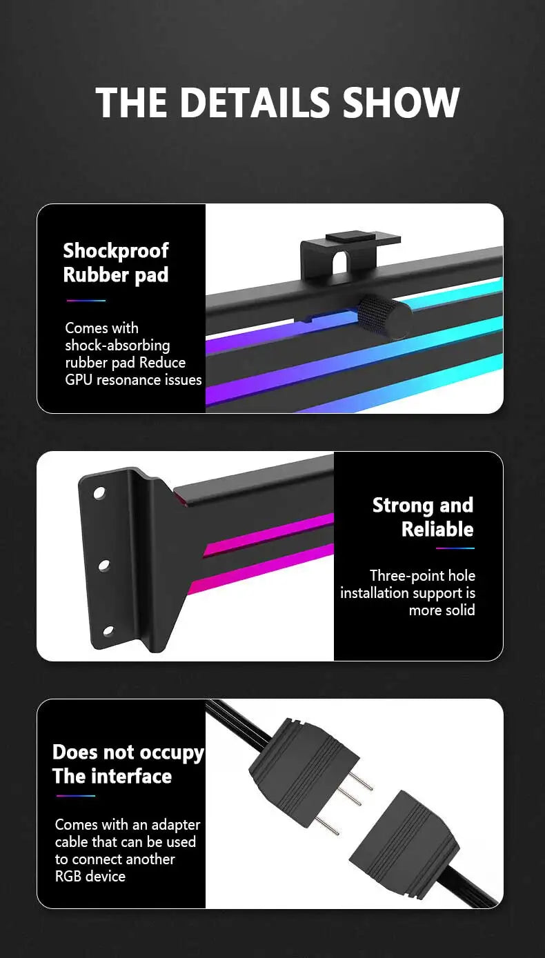 ARGB 5V 3PIN graphics card bracket adjustable height ARGB AURA SYNC computer graphics card VGA bracket