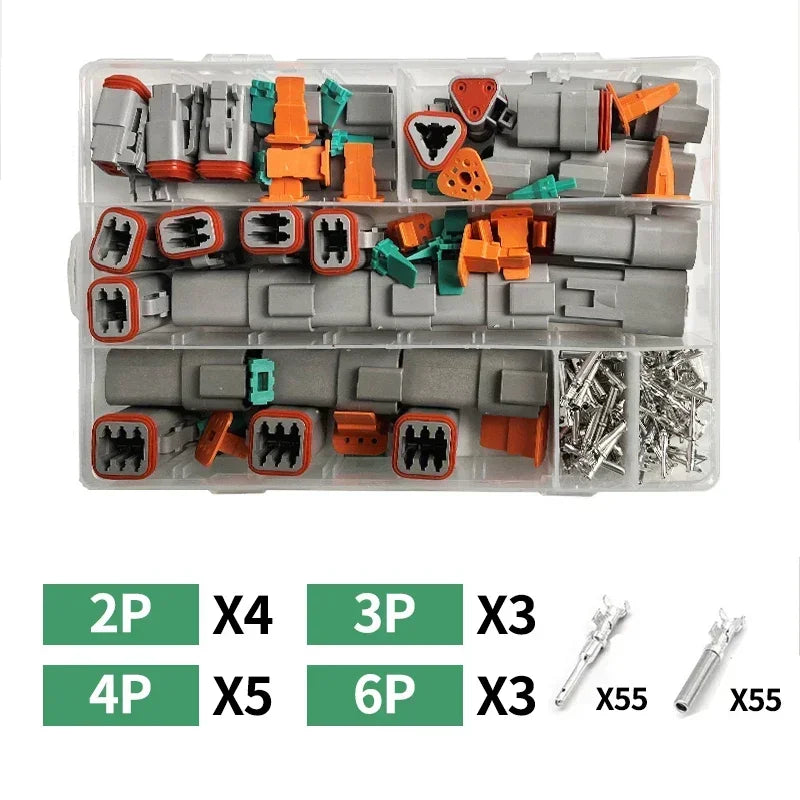 Boxed Deutsch Type DT Connector Kit Waterproof Wire DT Series Connector Set Box DT06/DT04 2/3/4/6/8/12 Pins Sealed Plug