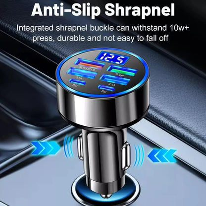 100W Super Fast 4-Port Car Charger for Mobile Phone High-Speed Vehicle Charging Station with Multiple Devices Charging Capacity