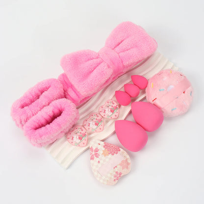 Embroidered Powder Puff Headband 13-Piece Set, Suitable for Applying and Setting Makeup, Suitable for All Skin Types