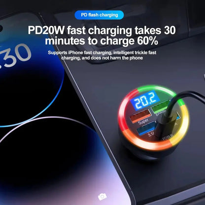 Dual USB Output Mobile Phone Car Charger Type C Fast Charging 6 Ports Car Chargers Mini Universal Car Charger Adapter